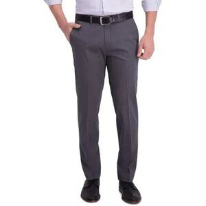 NWT 32x32 Haggar Mens  Iron Free Premium Grey Straight Flat Front Casual Pants